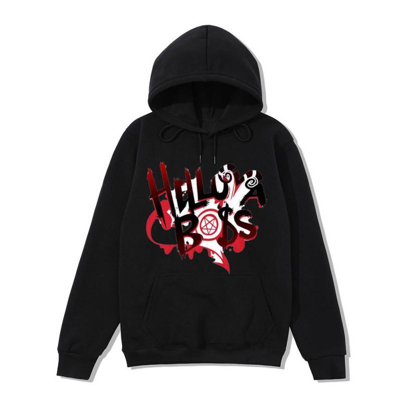 Unisex Oversized Hooded Sweatshirt With Punk Graphic Print Loose Fit Kangaroo Pocket Fall Casual Wear