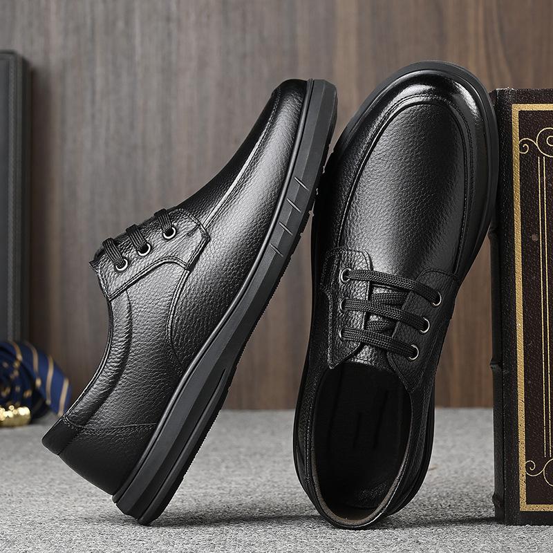Мужская кожаная обувь коровья кожа повседневная 2025 осень мягкая подошва мужская обувь среднего возраста обувь для пожилого отца 2025