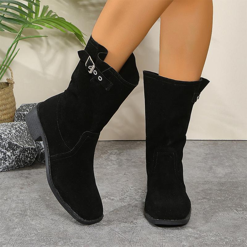 Women Suede High Boots Heels Shoes Winter New Fashion Walking Shoes Women 2024 Trend Snow Boots Cozy Dress Mujer Chelsea Botas