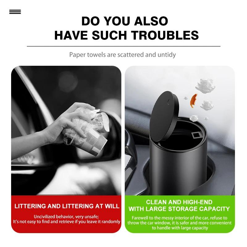 Car Trash Can Storage Box Alloy Organizer Vehicle Garbage Bin For Benz AMG A C E S G Class W201 W210 W108 W204 W205 W203