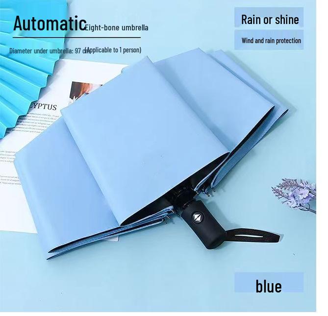 Полностью автоматический трехслойный зонт с черным клеем и защитой от УФ-лучей с логотипом для дождя или солнца