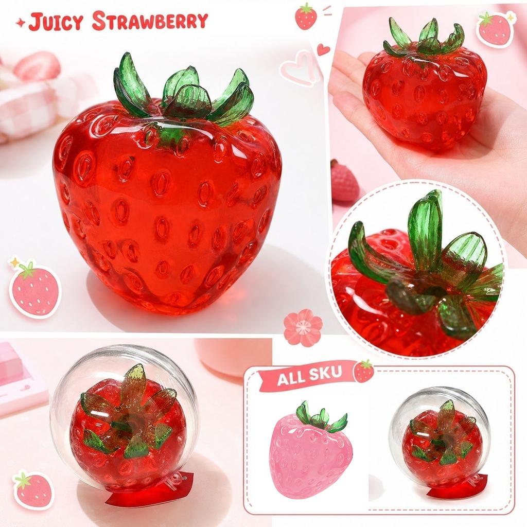 Large Strawberry Slow Rising Stress Toy, Sensory with Oil, Box Packaging for Adults Kids