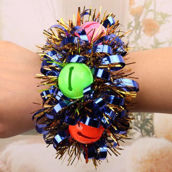 Kids Dance Wrist Flower Bell Heart Sequins Decor Bright Colors Snap Buckle Wristband Children Performance Party Wear Accessory