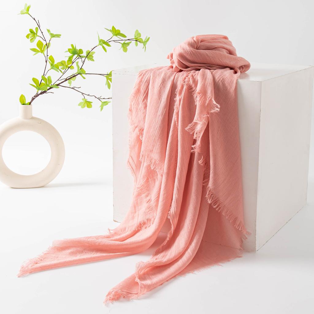 Spring and summer sunscreen scarf imitation cotton and linen solid color simple shawl women's high-end silk scarf yarn headscarf women's cross-border