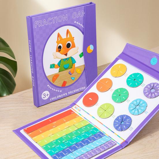 Magnetic Fraction Tiles Circles Book with Pen Percentage Decimal Fraction Learning Elementary Students Teaching Aid Educational Fraction Puzzle