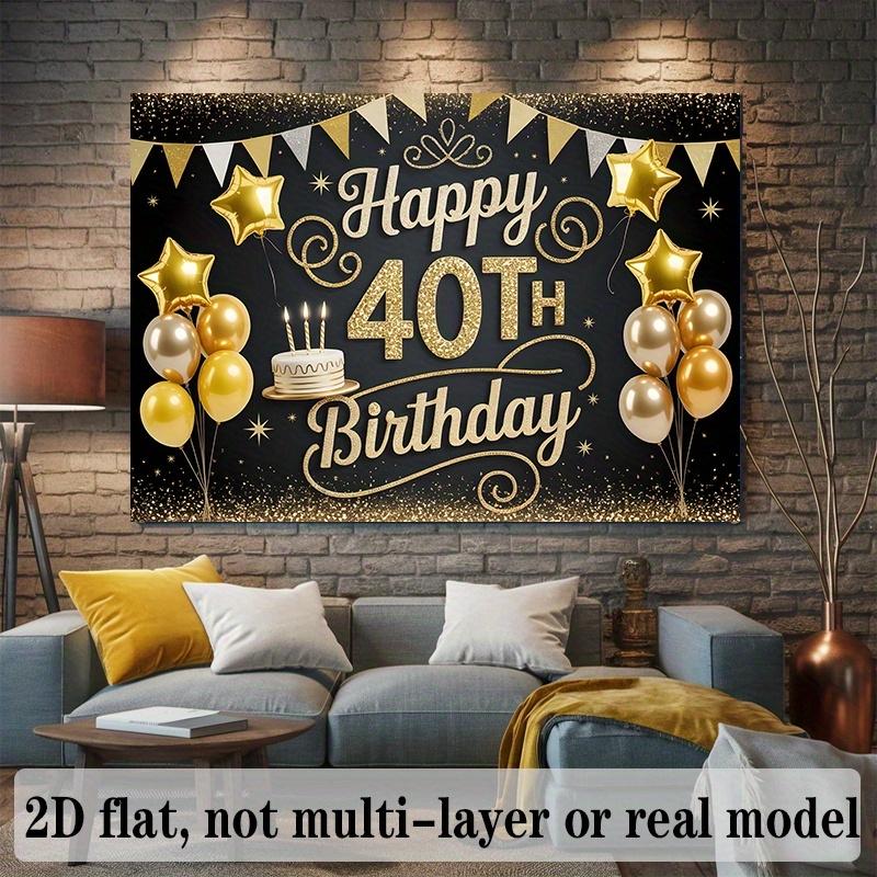 1 piece, 2Dflat, a luxurious 40th birthday celebration banner made of polyester, suitable for home, room and wall decoration, ws
