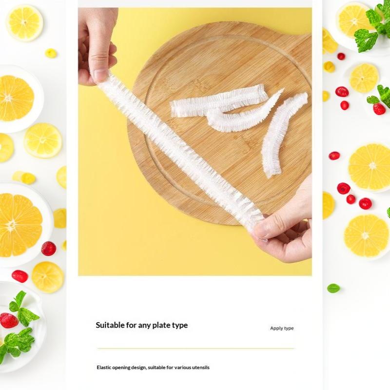 Одноразовые крышки-пленки для сохранения свежести продуктов 50/100 шт. Эластичные, пищевого качества, для дома, ресторана, пикника. Чехол для еды