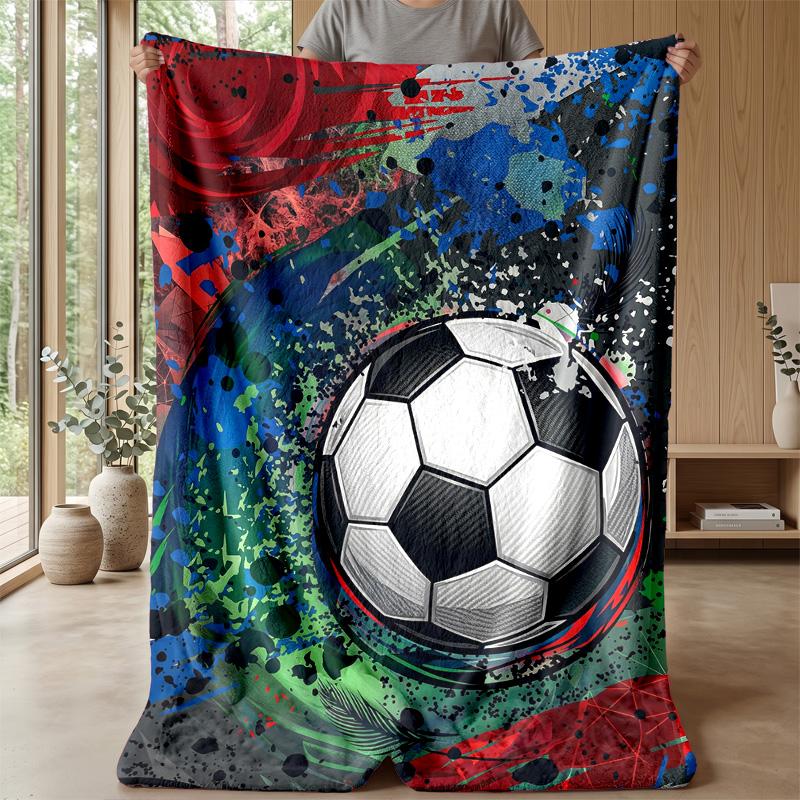 Soccer Ball Artwork Theme blanket Lightweight Warm Flannel Blanket Decorative Throw Blanket for Home Decoration