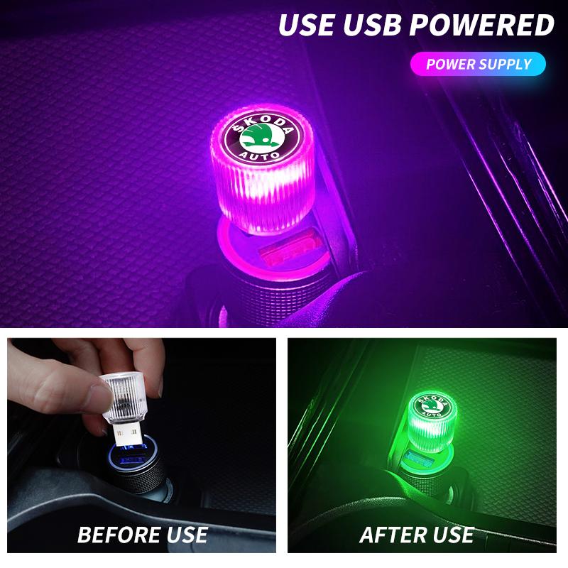 Mini USB LED Car Light Auto Interior Atmosphere Light For Skoda Octavia Rapid Kodiaq Karoq Fabia Kamiq Superb Derivative Vision ZJ9