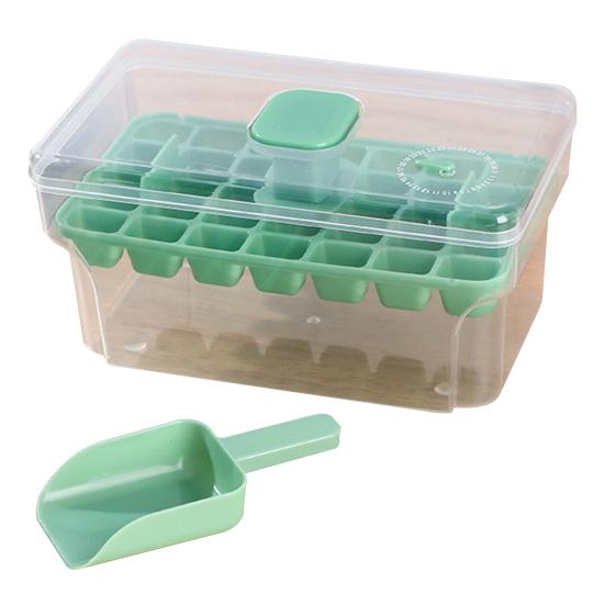 Форма для кубиков льда с крышкой. Лотки для кубиков льда для морозильной камеры. Дизайн верхней кнопки. Многоразовая форма с лопаткой для льда для виски, коктейля, кофе, кухни. Дома.