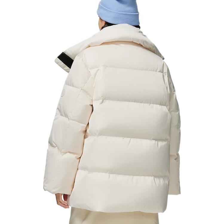 Li Ning Sports Lifestyle Series Zipper Duck Down Jacket Women Jacket Off-White AYMS368-1