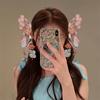 1 Pair Giant Butterfly Hair Clip with Sheer Mesh Wings Flower Hair Side Claw
