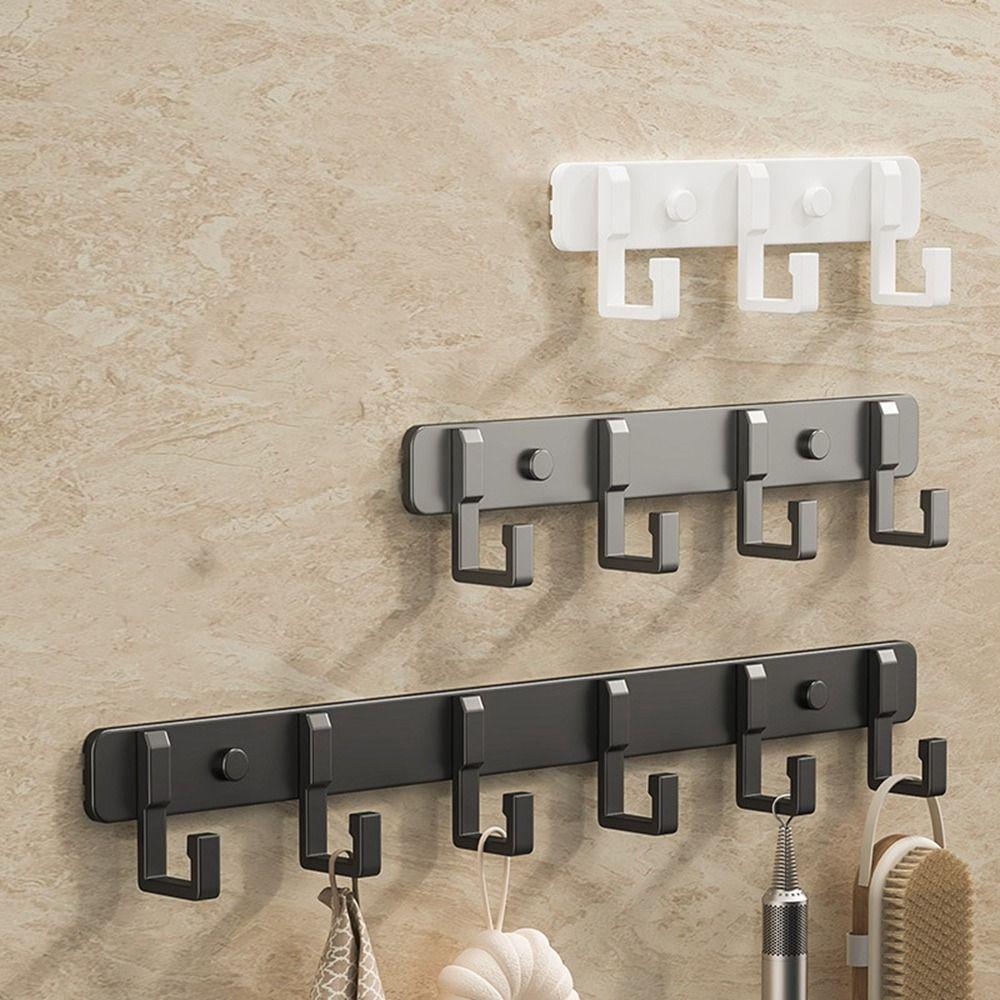 Wall Hanging Towels Robe Hook Strong Adhesive Clothes Coat Hook Space Aluminum Row Hook Bathroom