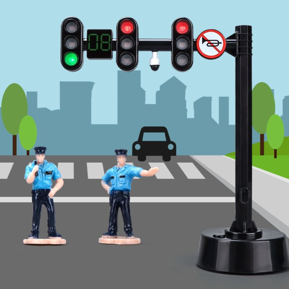 Safety Traffic Toy Light Signs Mini Traffic Light Building Blocks Mini Stop Model Toys  Kids Gift