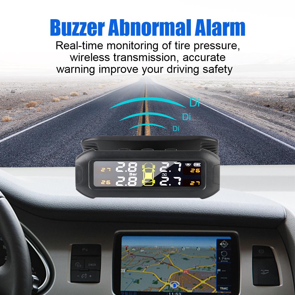 Система контроля давления в шинах Вращающаяся конструкция Солнечная система TPMS Автомобильный монитор давления в шинах Предупреждение о температуре Экономия топлива с 4 внешними датчиками