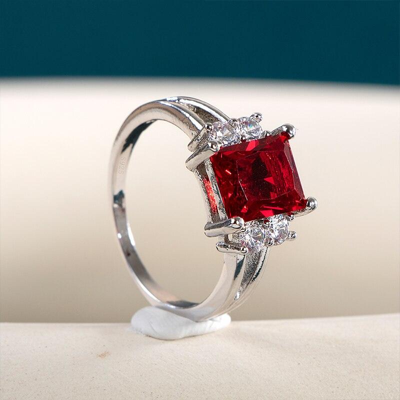 BELLA BOX Квадратное синее красное кольцо с камнем, женское кольцо, простые минималистичные аксессуары на мизинец, кольцо, элегантное обручальное ювелирное кольцо