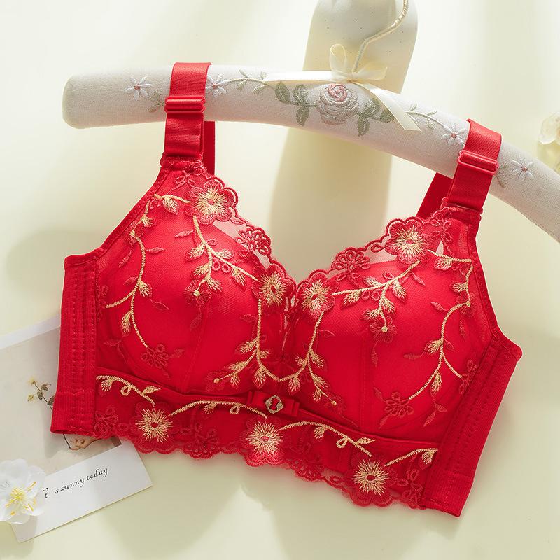 Bra For Gathering Women Embroidered And Collecting Accessory Bras Adjustable Bra Without Steel Rings