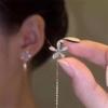 Серьги-гвоздики из стерлингового серебра S925 с микрозакрепкой: Модные корейские длинные элегантные серьги для женщин 2024 года.
