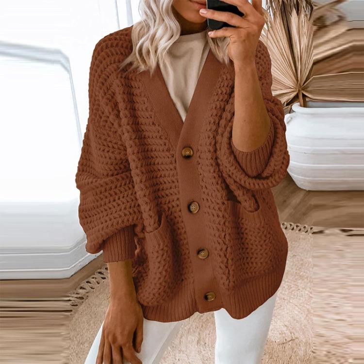 Женский повседневный кардиган плотной вязки, пальто, с длинным рукавом, открытый спереди, однотонный, модный