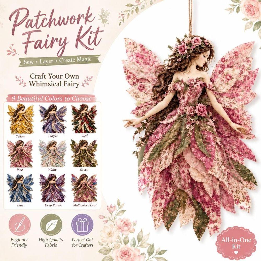 Handmade Patchwork Fairy Kit Pre Cut Fabric Patchwork Craft Kit Fairy Sewing Kit Gift Making