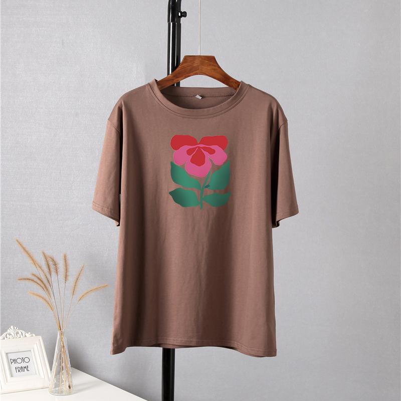 Hirsionsan Harajuku футболка с цветочным принтом женская летняя шикарная готическая одежда абстрактные футболки с рисованной графикой свободные хлопковые женские топы