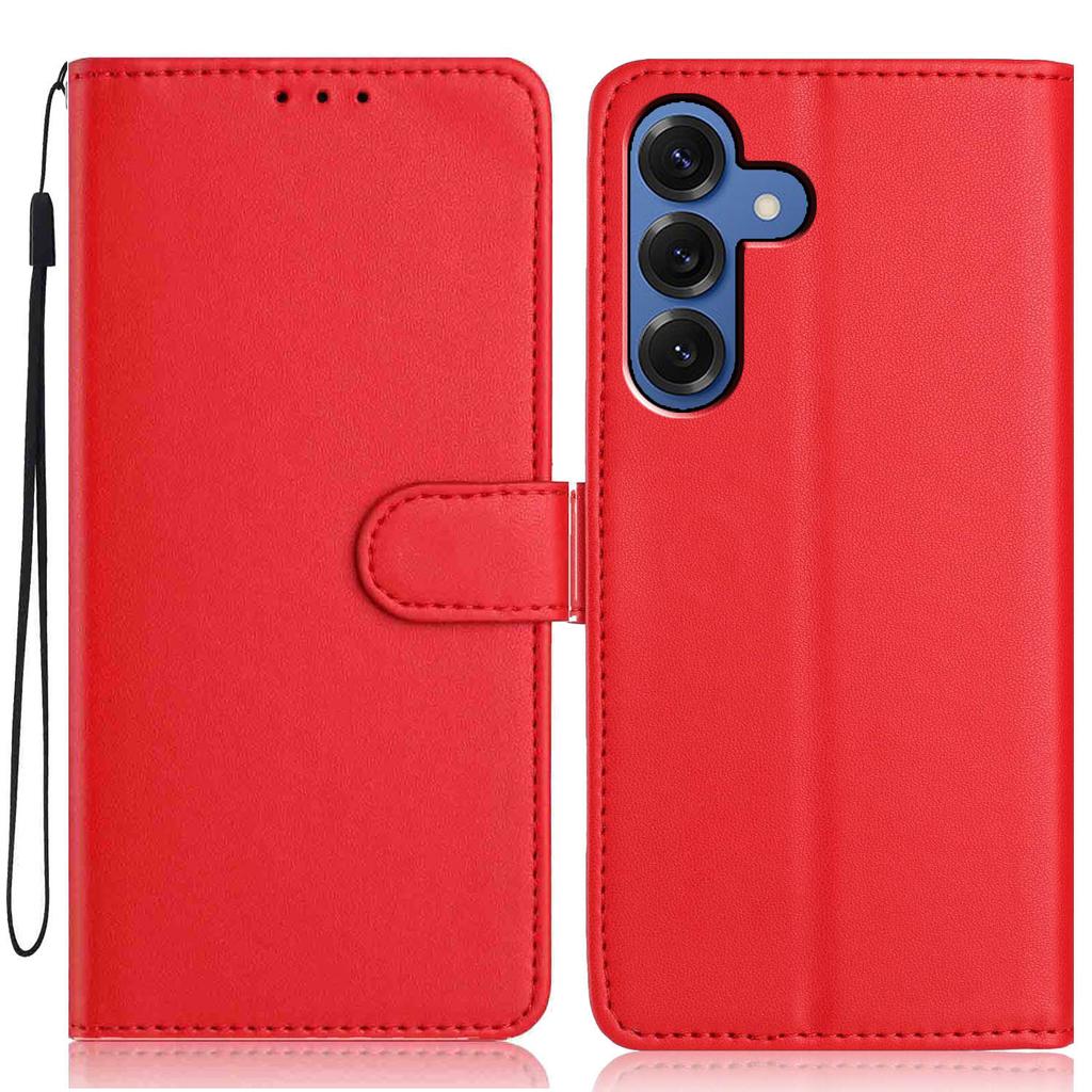 For Samsung Galaxy A56 5G Wallet Case with Strap/Multiple Card Slots Solid Color Leather Stand Phone Cover