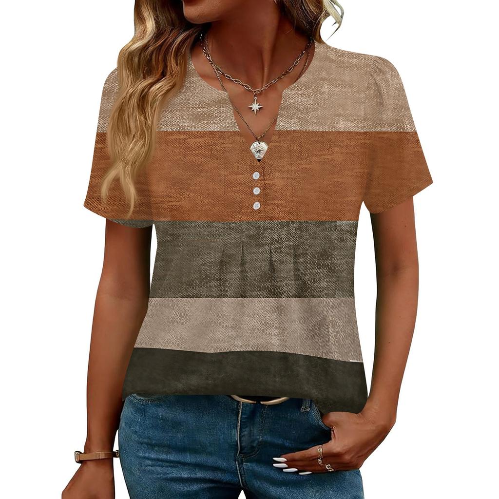 Женские Топы Элегантные Повседневные Рубашки с V-образным вырезом и коротким рукавом Плиссированные Блузки Туника на пуговицах