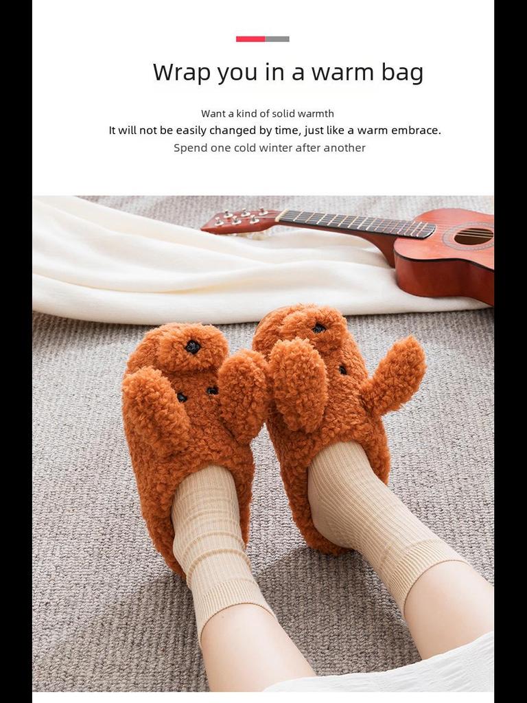 Милые женские нескользящие плюшевые хлопковые тапочки - уютная домашняя обувь для осени и зимы