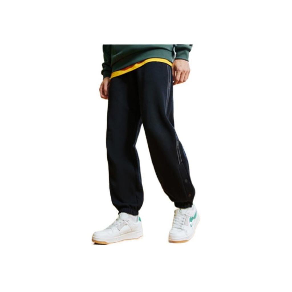 Спортивные спортивные штаны Li Ning Sports Basketball Series с принтом логотипа, на завязках, с манжетами, мужские штаны, черные AKLSE89-1