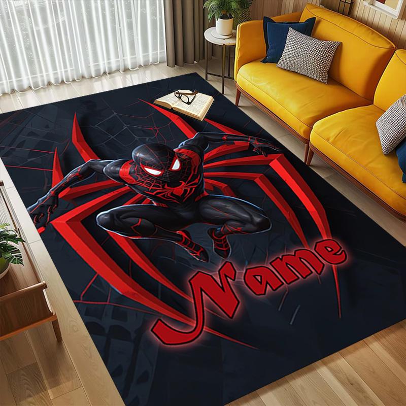 Personalized Name S-Spider M-Man Flight Living Room Non-Slip Area Rug Soft Carpet for Bedroom Kids Playroom Sofa Office Home Decor Doormat