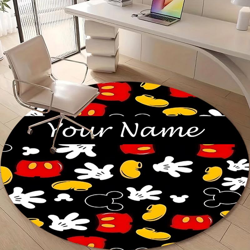 Personalized M-Mickey Round Chair Office Rug - Perfect for Mat, Office Chair & More - Ideal Gift for Birthdays and Holidays