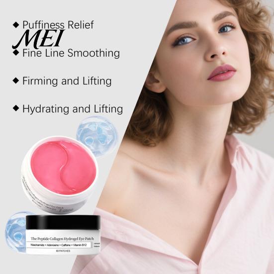 Niacinamide Under Eye Mask 60 Pcs Collagen Patches, Peptide for Puffiness Dark Circles, Moisturizing Patches Hydrating Gel under Treatment Fine Lines,