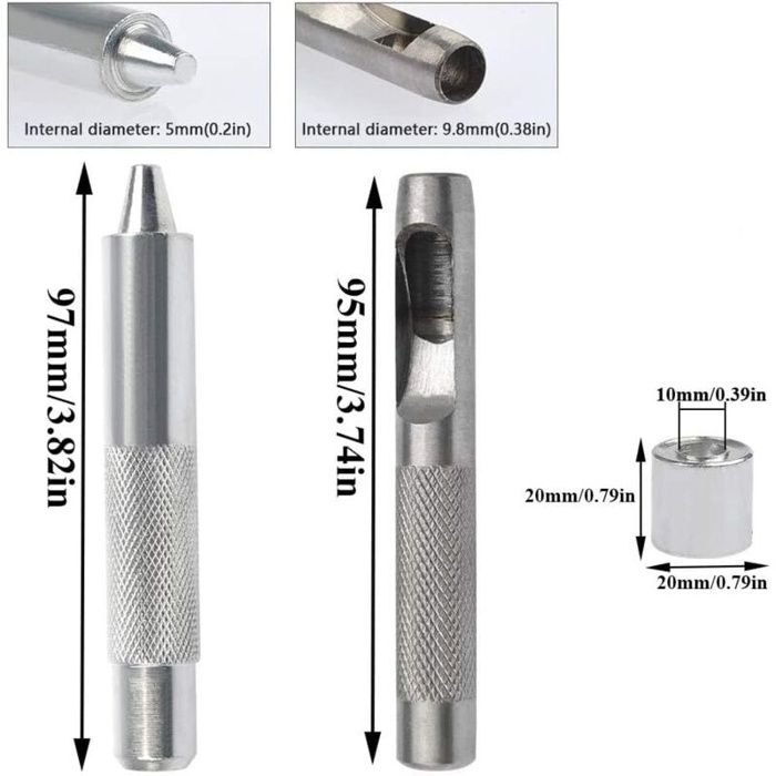 Kit œillets - AIMOONSA - 100 ensembles - 10 mm intérieur - Outils de pose & boîte - Laiton argent