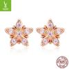Серьги-пусеты в виде цветка с розовыми бриллиантами из стерлингового серебра 925 пробы Yinziyun для женщин