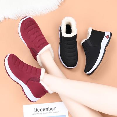 Женские зимние теплые ботинки для ходьбы на открытом воздухе, нескользящие водонепроницаемые легкие теплые ботинки с подкладкой из искусственного меха для ходьбы