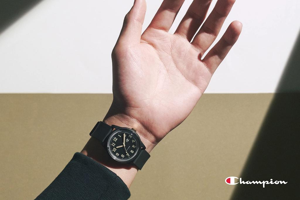 Аналоговый солнечный водонепроницаемый уретановый ремешок черный [Champion] R05A-505VK