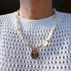 Vintage Irregular Mother-of-Pearl Coin Pendant Necklace