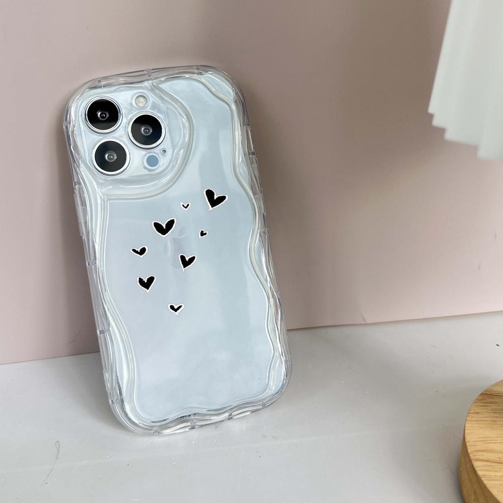 Мягкие волнистые чехлы для телефонов N83 Heart and Leaf art для iPhone 14 Pro Max 13 mini 15 Plus XR 7 8 6 XS Max 12 11, защитный чехол-бампер