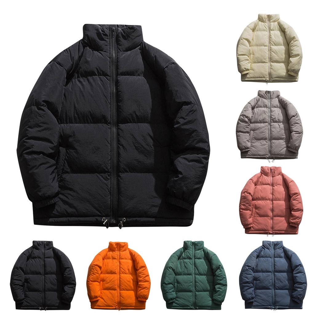 Winter Men's Solid Color Loose Stand Collar Thickened Cotton Suit Casual Cotton Coat