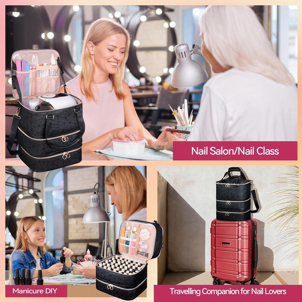 Премиальное чувство съемного большого объема 3 слоя лака для ногтей сумка для хранения может хранить 84 бутылки лака для ногтей световой короб