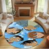 Detective Conan Print Round Rug, Washable Floor Carpet, For Entryway Dorm Laundry Room Office Study, Home Decor Birthday Christmas Gift