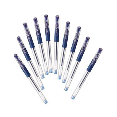 Mitsubishi Pencil Гелевая шариковая ручка Signo Ultra Fine, 10 штук в упаковке, Uni-ball Point, 0,28 мм, Сине-черная, Ручки, UM15128.64