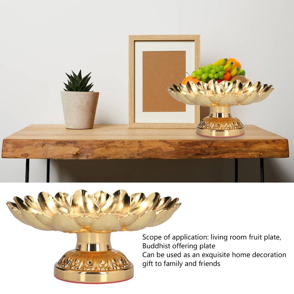 Golden Alloy Vintage Storage Tray Alloy Retro Carved Alloy Dish Household Fruit Storage
