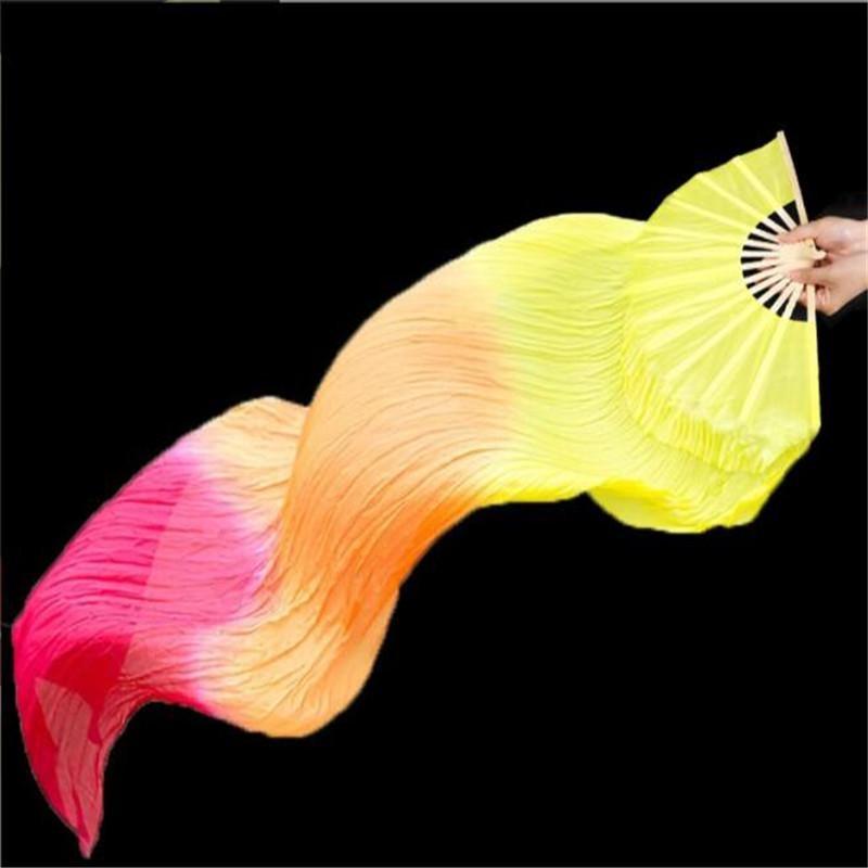 Hand-Made Faux Silk Belly Dance Fan Veils - Bamboo Long Fans Veils Available In 6 Stunning Colors for Dance Performances