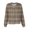 Women's Fashion Short Jacket Casual Long Sleeve Plaid Print Single Breasted Plush Top