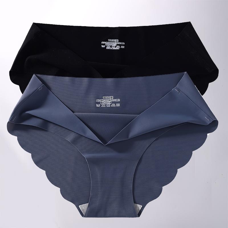 2PCS/Set M-XL Seamless Ice Silk Sexy Women Panties Pantys 7 Solid Colors Breathable Pantys Underwear For Girls Lingerie