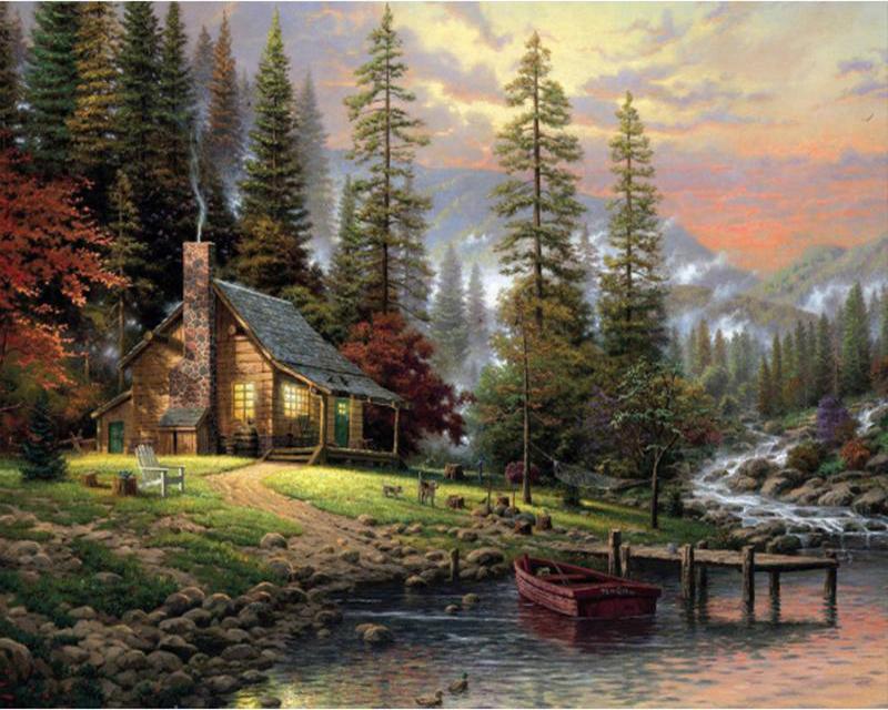 5D алмазная живопись дом картина горный хрусталь Алмазная вышивка пейзаж полный квадратный круглый ремесленный декор для дома