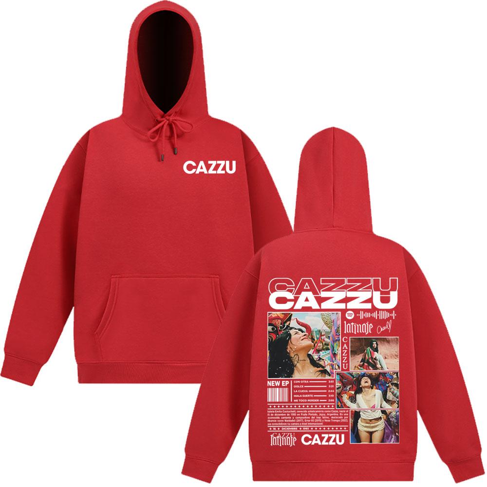 Singer Cazzu Tour 2025 Double-sided Print Hoodies Men's Women Hip-hop Sweatshirt Long-sleeved Casual Thick Aesthetic Sportswear