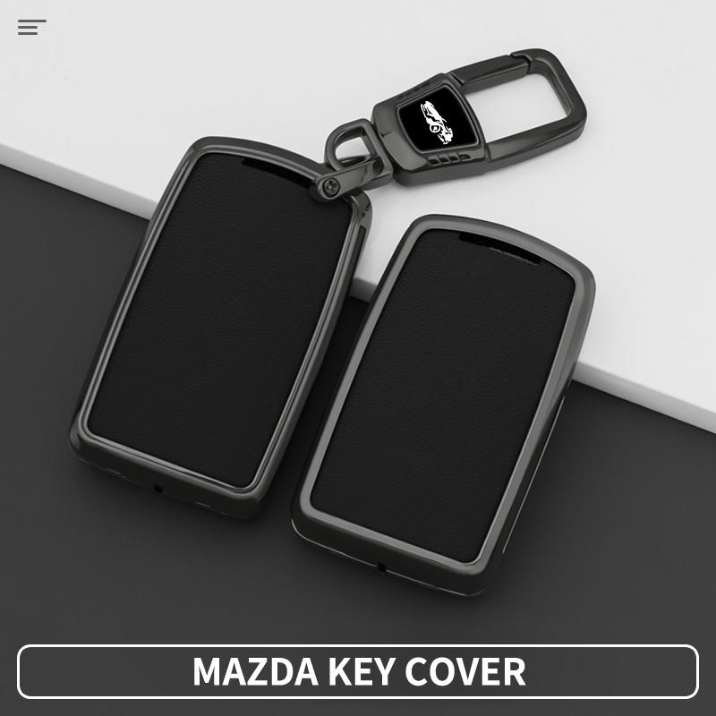 New Zinc Alloy Leather Car Key Case Cover Holder Protector Shell For Mazda 3 Axela Bp Cx-30 Dm G20 Mx-5 Mx30 X5 X9 Cx60 Cx90