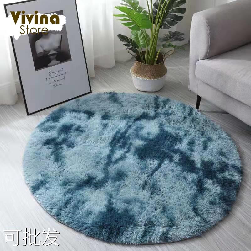 Green Round Shaggy Rug Soft Fluffy Long Hair Floor Mat For Living Room Sofa Chair Bathroom Kids Room Decoration